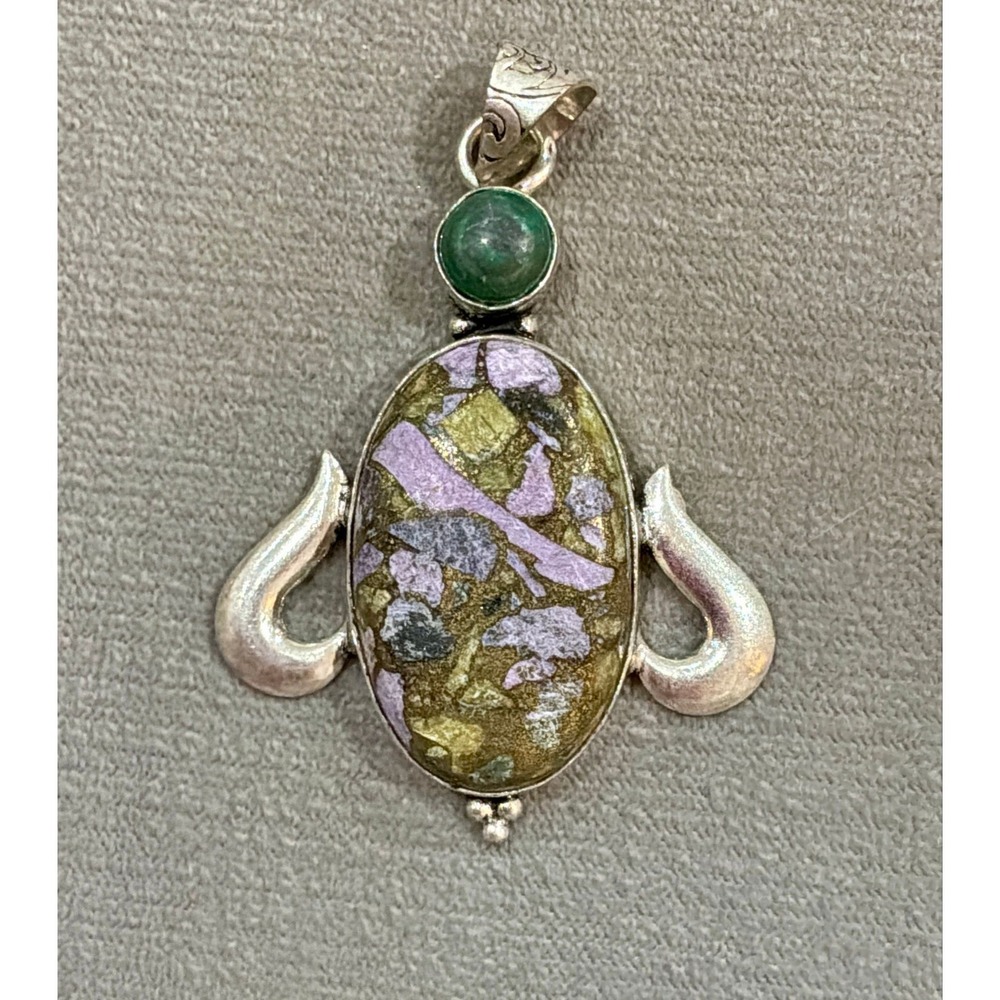 💜🌿 Atlantisite & Malachite Statement Pendant 🌿💜